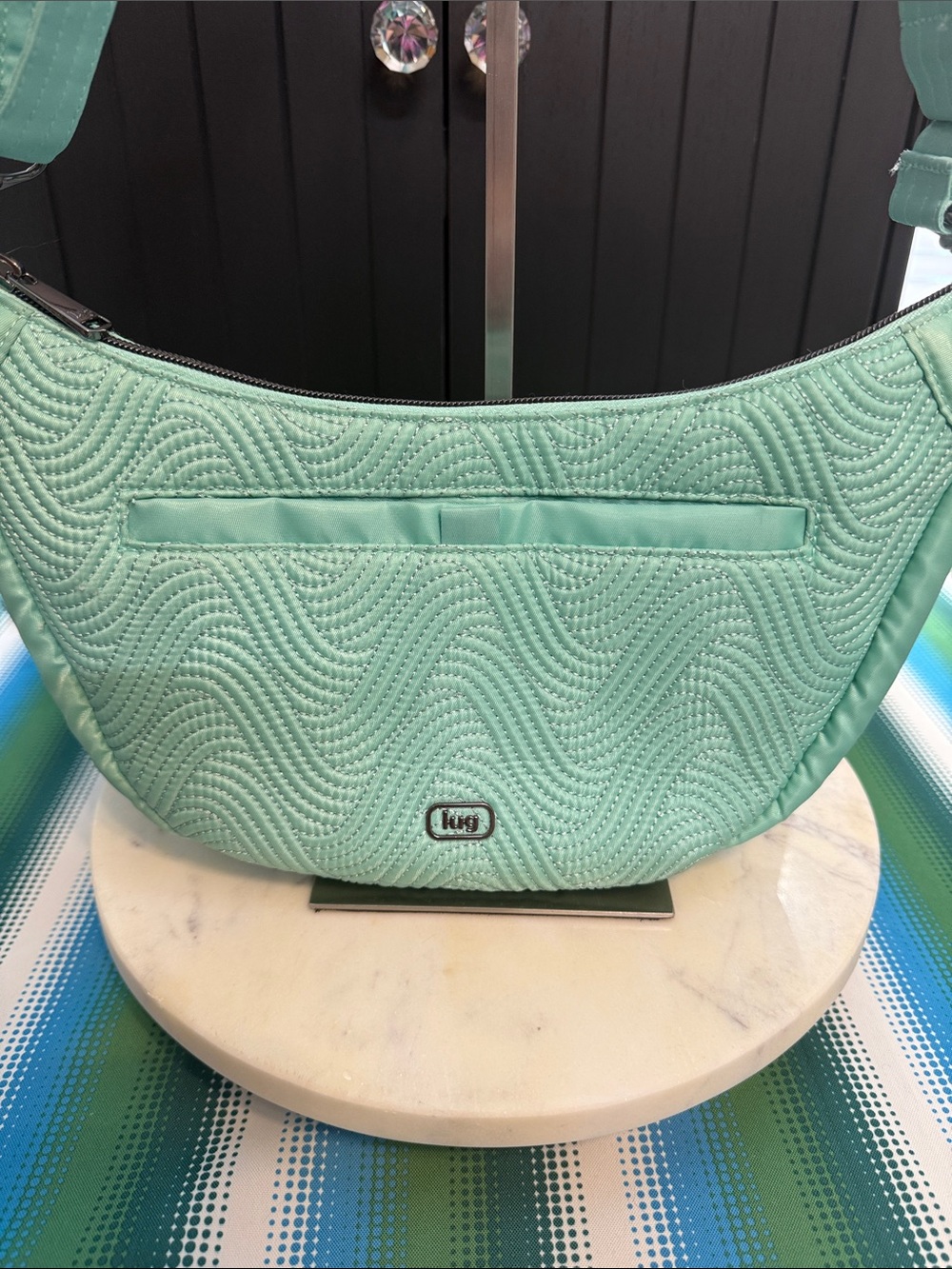 Lug Swish Mint Quilted Crescent Crossbody Bag